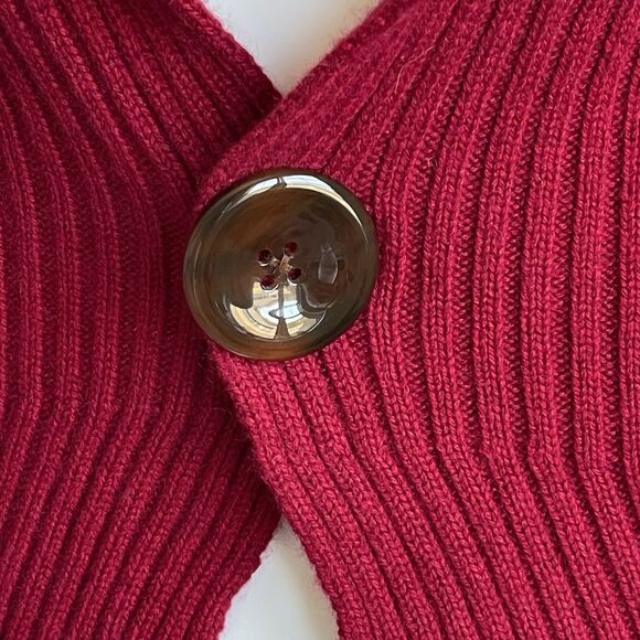 Vintage Talbots Cashmere Silk Ribbed Knit Y2K Cardigan Sweater Red M Holidays - Picture 4 of 15